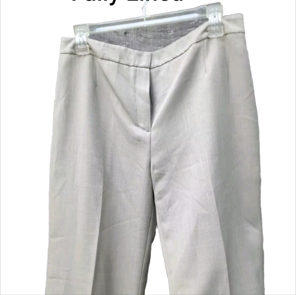 Le Suit Petite Chino Pants Beige/Hint Soft Olive Polyester Fully Lined Size 6P - Picture 3 of 11